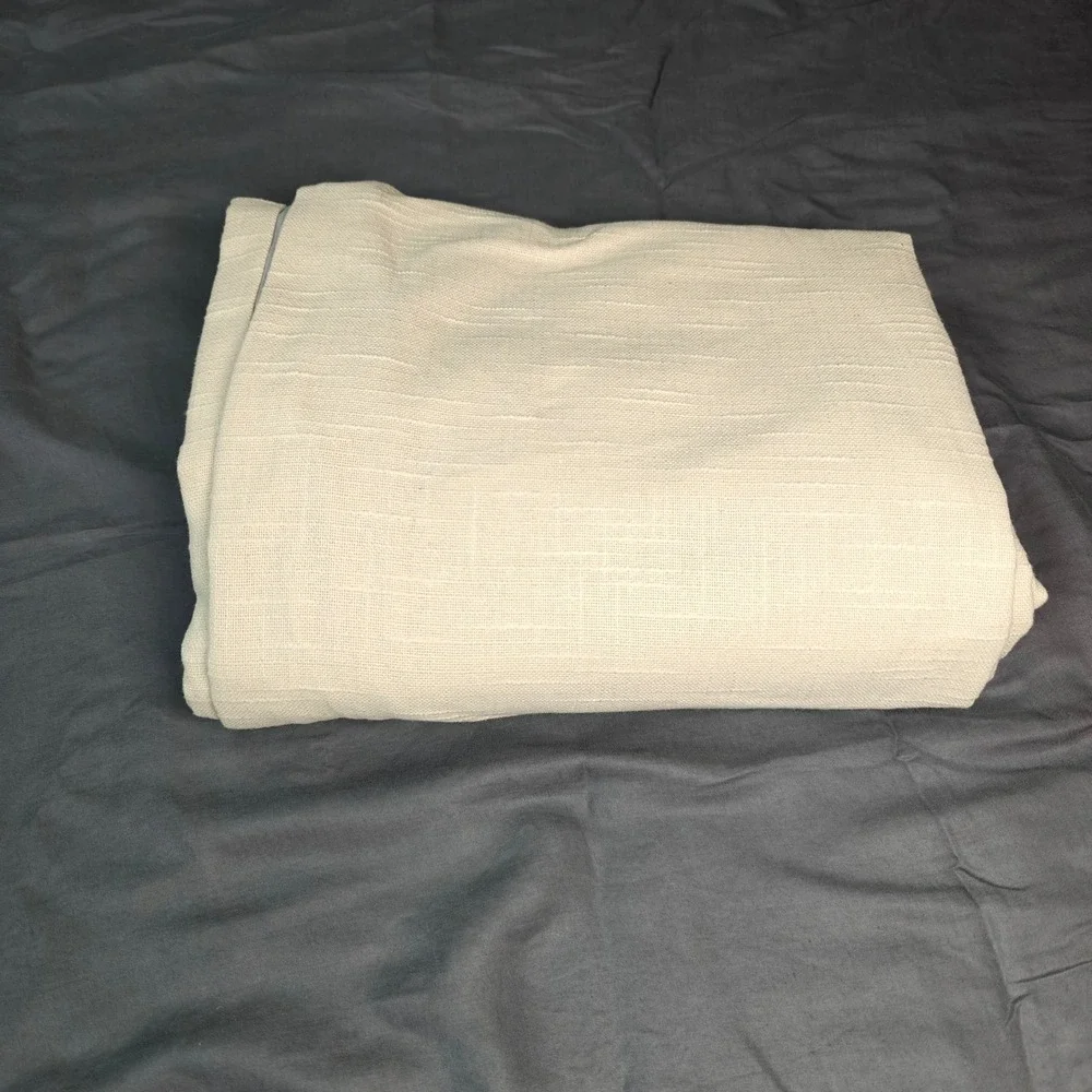 Quince European Linen Room Darkening Curtain ivory 96 x 84 Back Tab LB119930